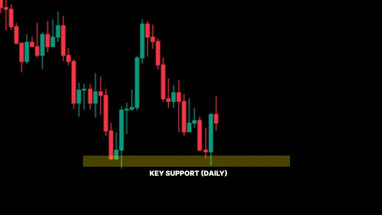 Candlestick mendekati key support daily sebelum muncul sinyal pembalikan